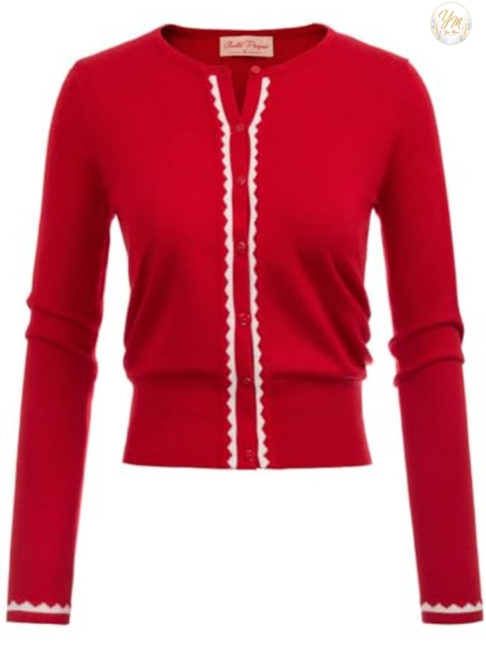 Women's Color Block Button Up Knit Cardigan Crew Neck Long Sleeve Cropped